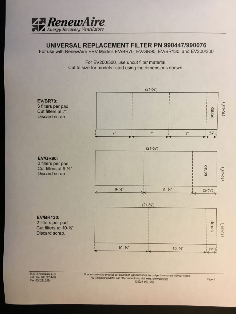 Renewaire Filter 990447